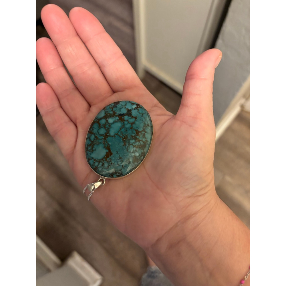 Vintage Vibes – Turquoise Drop Pendant on 925 Silver Chain - Picture 8 of 8